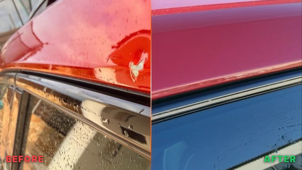 Skoda Kodiaq B-Pillar Chip and Dent Repair in Velvet Red Premium Metallic — Pinelaki Case Study